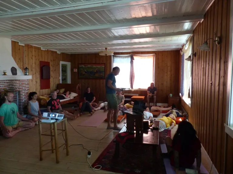 Participants gathered indoors for a session during the festival